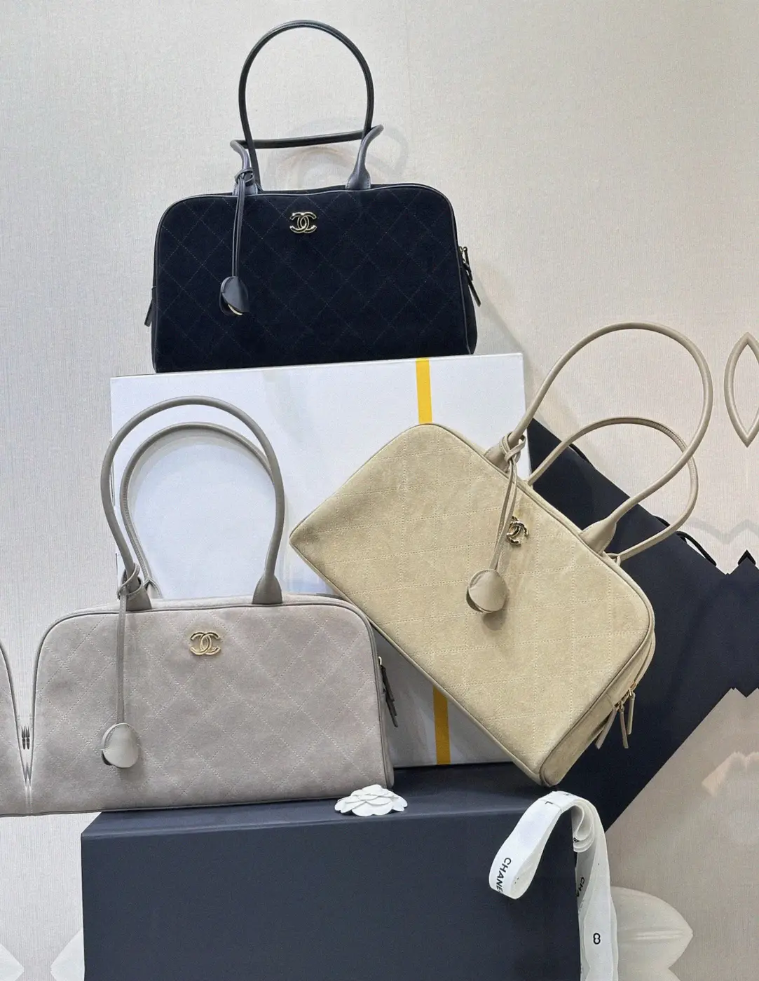 Counterfeit Chanel Bowling Bag front view visual reference