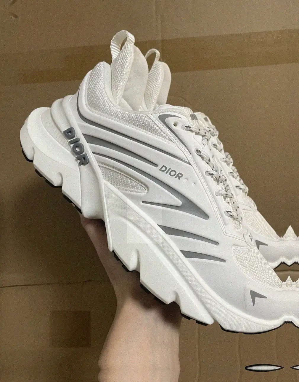 Counterfeit shoes front view visual reference